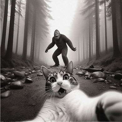 Funny Surprised Scared Cat Selfie With Sasquatsch Bigfoot Tumbler