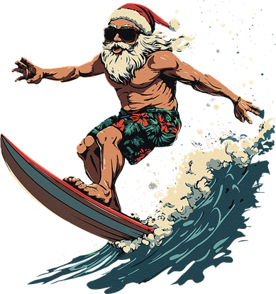 Fun Surfing Santa Christmas Santa Catching Waves Surf Lover Coaster