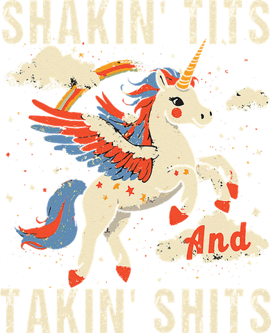 Funny Shakin Tits And Takin Shits Retro Unicorn Sarcasm Button