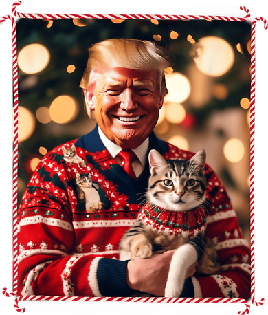 Funny Trump Christmas Sweater For Cat Lovers Women's Sweatshirt