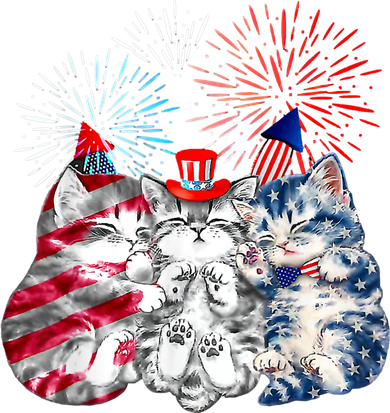 Funny Three Cat 4th Of July American Flag Patriotic Cat Toddler T-Shirt