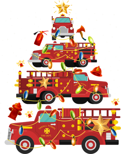 Fire Truck Christmas Tree Firefighter Xmas Fire Pajamas Gift Santa Hat