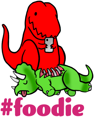 Foodie T-rex Food Selfie Ceramic Ornament