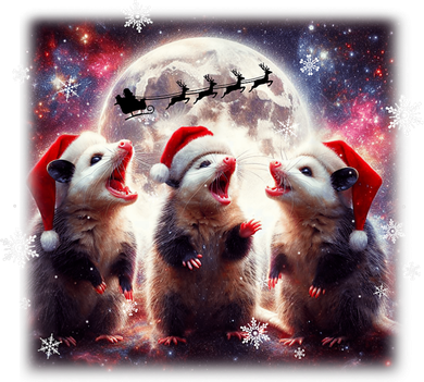 Funny Three Possum Moon Christmas Opossum Santa Hat Kids Hoodie
