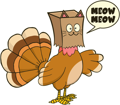 Funny Thanksgiving Turkey In Cat Face Paper Bag Coaster