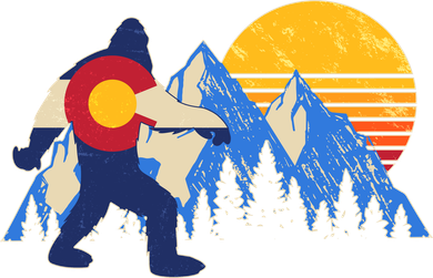 Funny Vintage Bigfoot Colorado Flag Retro Sun Mountains Kids T-Shirt