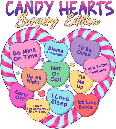 Funny Valentine Candy Hearts Surgery Edition Ceramic Ornament