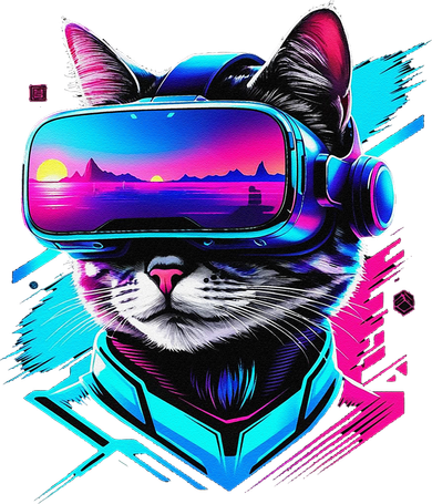 Funny Vr Gamer Cat In Vr Headset Virtual Reality Gaming Coaster