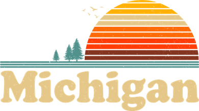 Funny Vintage Retro Michigan Sunset Logo Coaster