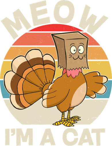 Funny Vintage Thanksgiving Turkey Meow I'm A Cat Women's Hoodie