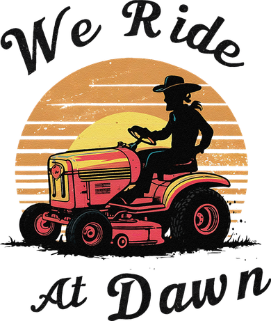 Funny We Ride At Dawn Lawn Mowers Vintage Lawn Mowing Women's T-Shirt