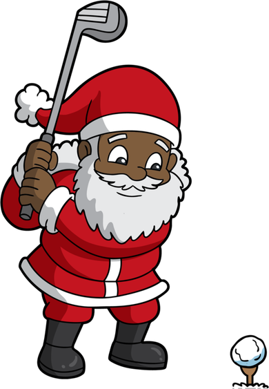 Golf Black African American Santa Claus Golfer Golfing Dad Great Gift Kids T-Shirt