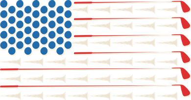Golf Balls Tees Clubs USA American Flag Kids T-Shirt