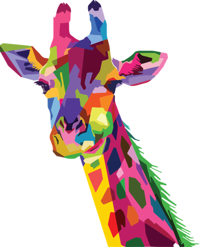 Giraffe Colorful Geometric Mammal Fauna Pop Art Style Pajama Set