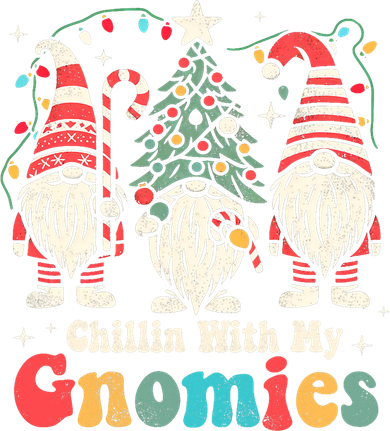 Groovy Chillin With My Gnomies Funny Christmas Family Gnomes Toddler Long Sleeve