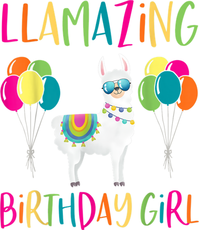 Girl Llama Birthday LLamazing Party Alpaca Balloons 1 Kids T-Shirt
