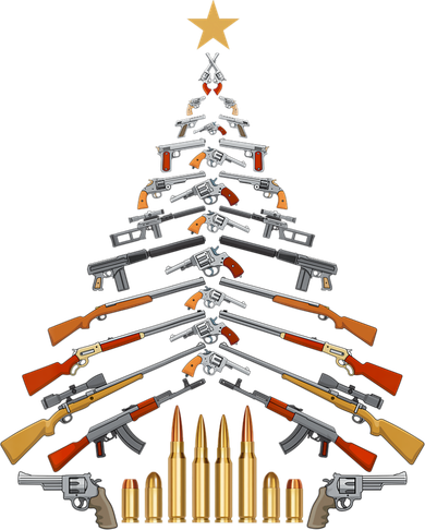 Gun Lovers Military Veteran Holiday Guns Christmas Tree Coaster