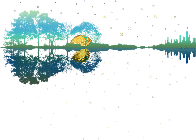Guitar Lake Reflections Night Sky And Moon Guitar Doggie Tank