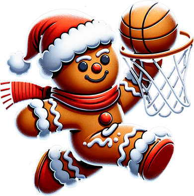 Gingerbread Man Playing Basketball Christmas Xmas Women's Long Sleeve Shirt