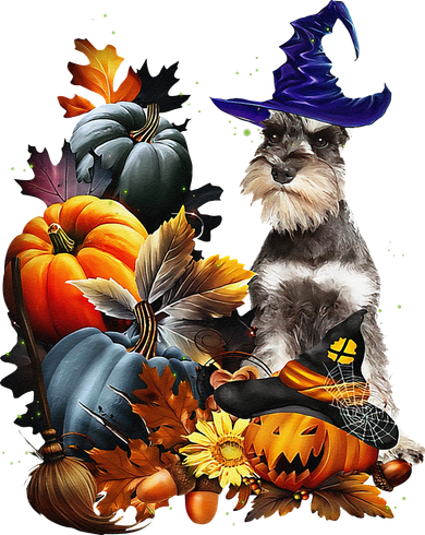 Grey Miniature Schnauzer Witch Hat Spooky Pumpkin Halloween Coffee Mug