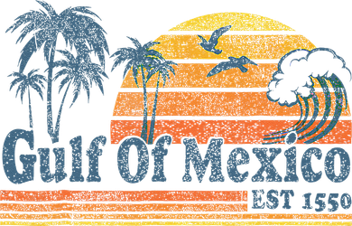 Gulf Of Mexico Est 1550 Retro Vintage Beach Coaster