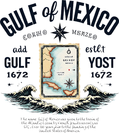 Gulf Of Mexico Since 1672 Historic Map 1672 Funny Tees Golf Towel