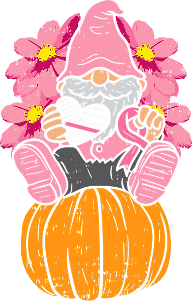 Gnome On Pumpkin Pink Ribbon Breast Cancer Halloween Gift Hat