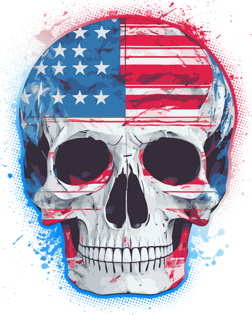 Grunge Paint USA American Flag Smiling Skull Baby Bodysuit