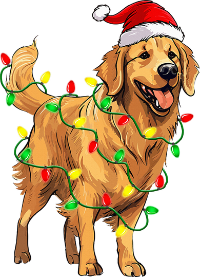 Golden Retriever Christmas Santa Hat Tree Lights Pajama  Hooded Wearable Blanket