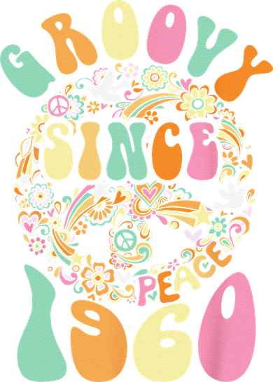 Groovy Since 1960 Peace For Vintage Birthday Party 60s 70s Kids T-Shirt