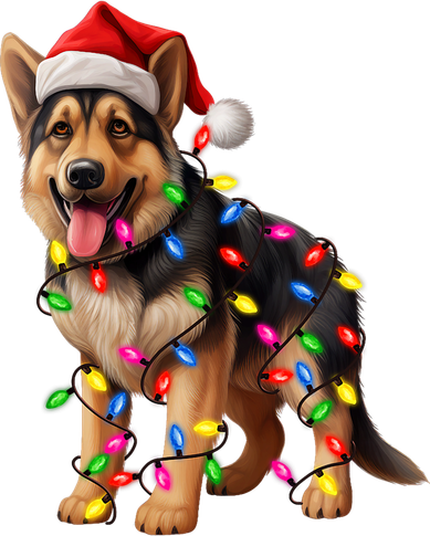 German Shepherd Christmas Lights Santa Hat Dog Lover Tumbler