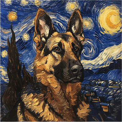 German Shepherd Dog Van Gogh Style Starry Night Kids T-Shirt