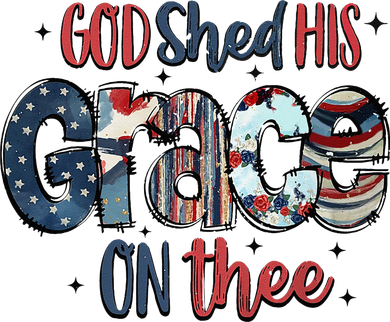 God Shed His Grace On Thee 4th Of July Groovy Patriotic Button