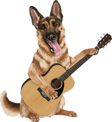 German Shepherd playing the acoustic guitar Toddler Long Sleeve