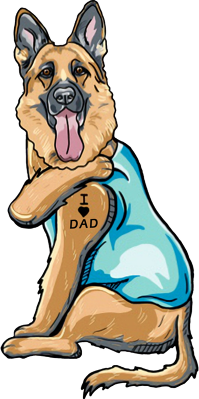German Shepherd Tattoos I Love Dad Sitting Gift Father's Day Cool Gift Kids Sweatshirt