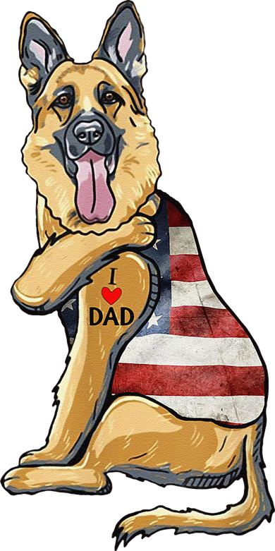 German Shepherd Tattoo Dog I Love Dad Fathers Day Toddler T-Shirt