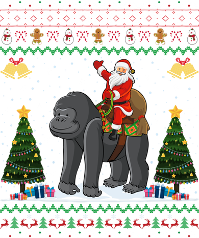 Gorilla Ugly Xmas Gift Santa Riding Gorilla Christmas Gift Santa Hat