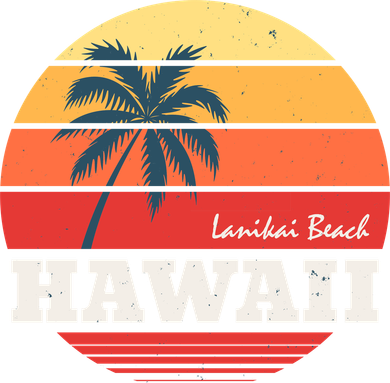 Hawaii Retro Circle Button