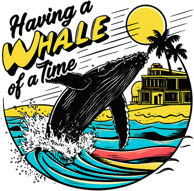 Having A Whale Of A Time Funny Humorous Beach Button