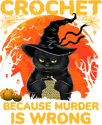 Halloween Crochet Because Murder Is Wrong For Halloween Cat Kids T-Shirt