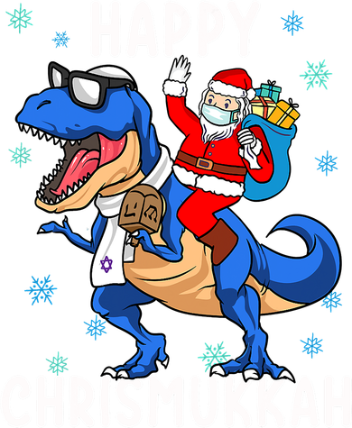 Happy Chrismukkah Funny Hanukkah Christmas Jewish Xmas Santa Dinosaur Ceramic Ornament