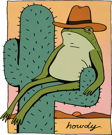 Howdy Cactus Frog Hat Meme Cute Coaster