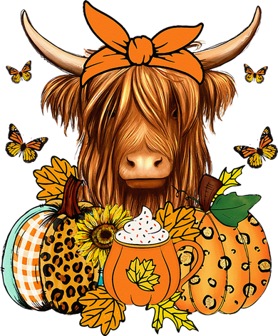 Highland Cow Fall And Leaves Pumpkins Autumn Thanksgiving Coaster