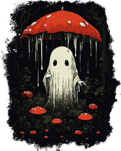 Halloween Cottagecore Ghost Mushroom Spooky Hooded Wearable Blanket