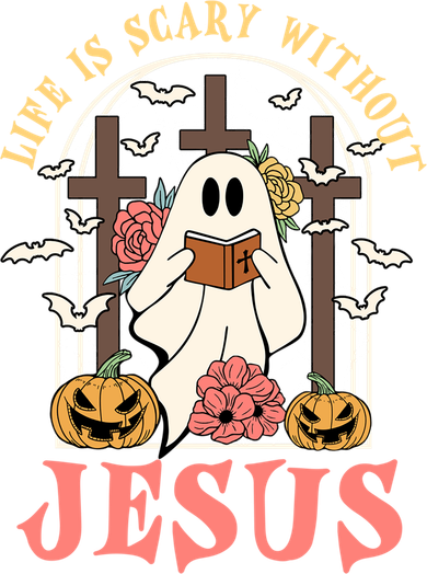 Halloween Christian Life Is Scary Without Jesus Lover Groovy Cute Gift Button