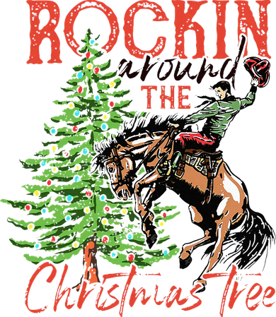 Hilarious Cowboy Rocking Christmas Tree Western Decor Baby Bodysuit
