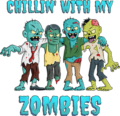 Halloween Chillin With My Zombies Funny Women's T-Shirt