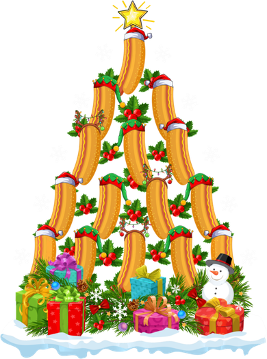 Hot Dog Food Lover Xmas Holiday Santa Hot Dog Christmas Tree Women's Sweatshirt