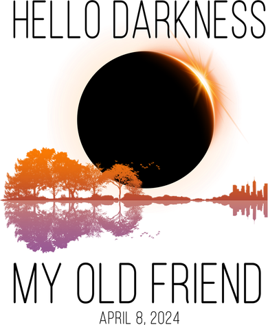 Hello Darkness My Old Friend Solar Eclipse April 8 Kids T-Shirt