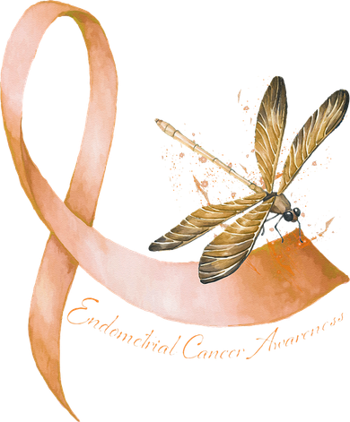 Hippie Dragonfly Peach Ribbon Endometrial Cancer Awareness Women's Sweatshirt